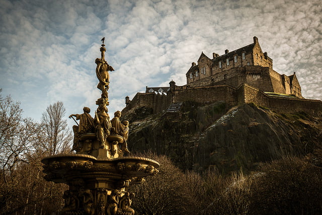 Gold Fountain at the foot of the Edinburgh Castle