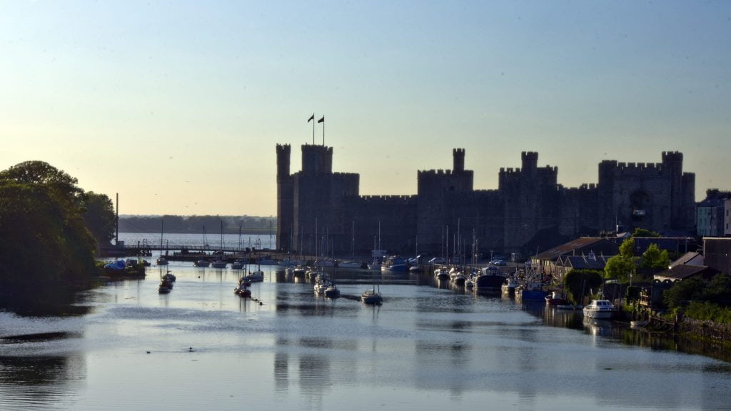 Idyllic view of Caernarfon Castle