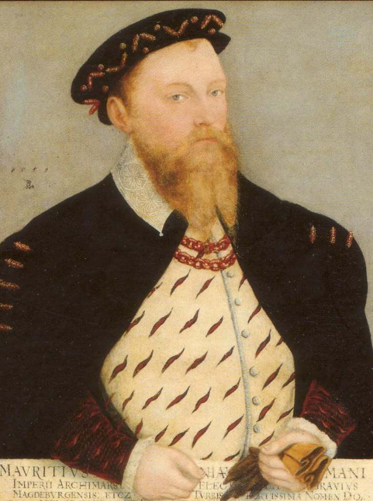 The portrait of the Duke Maurice of Saxon who built Mortizburg castle in 1542.