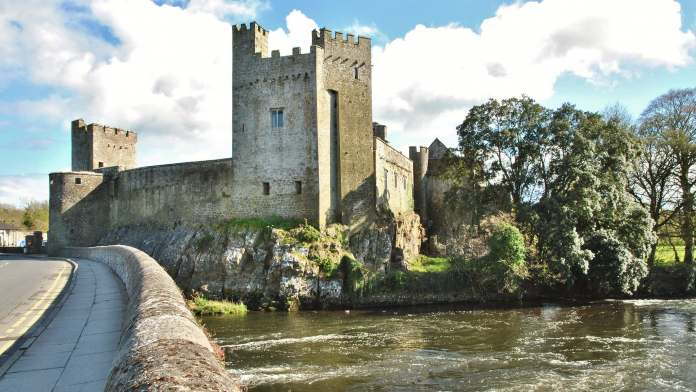 A beautiful view of Cahir castle’s exterior from across the river.