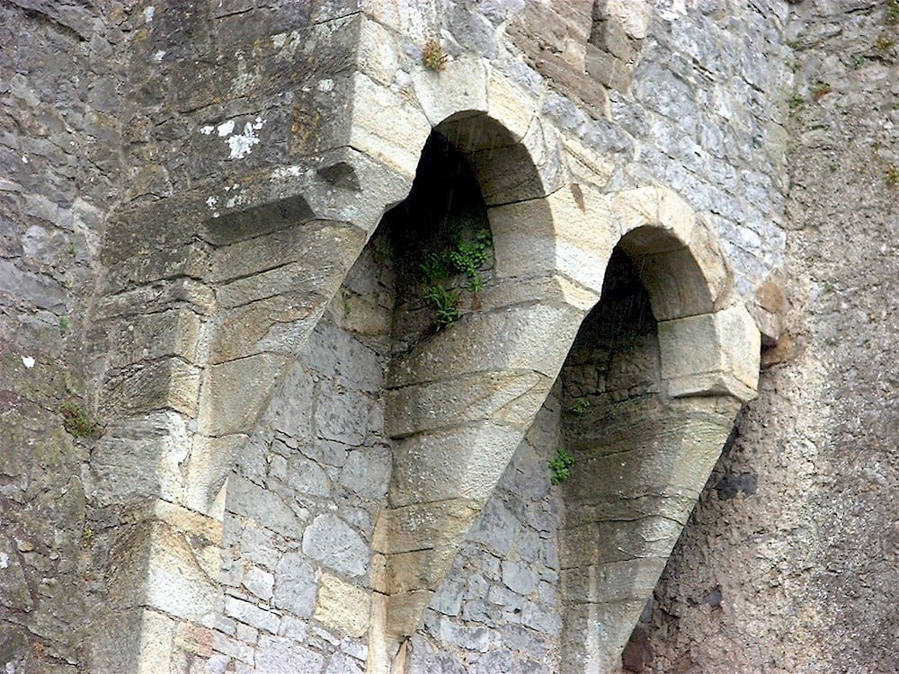 A closer look at the stone masonry and camouflaged details of Cahir castle’s walls