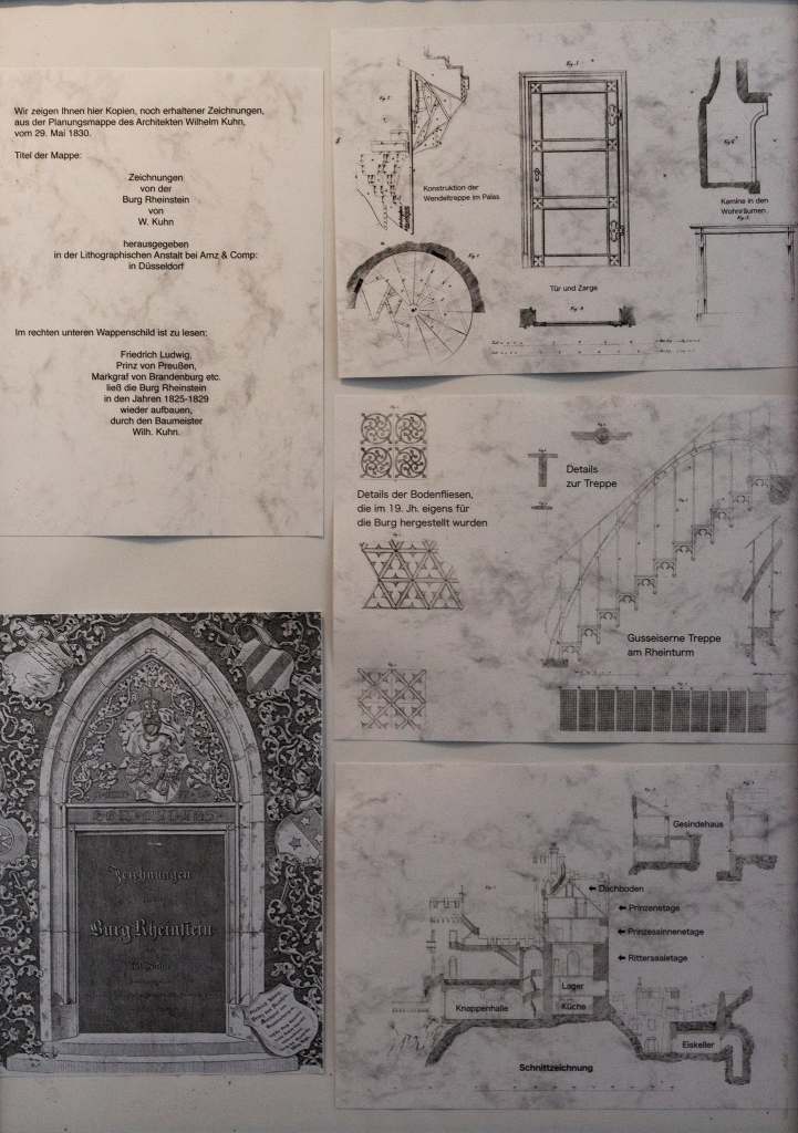 Architectural drawings of the Rheinstein castle. with details of the structure