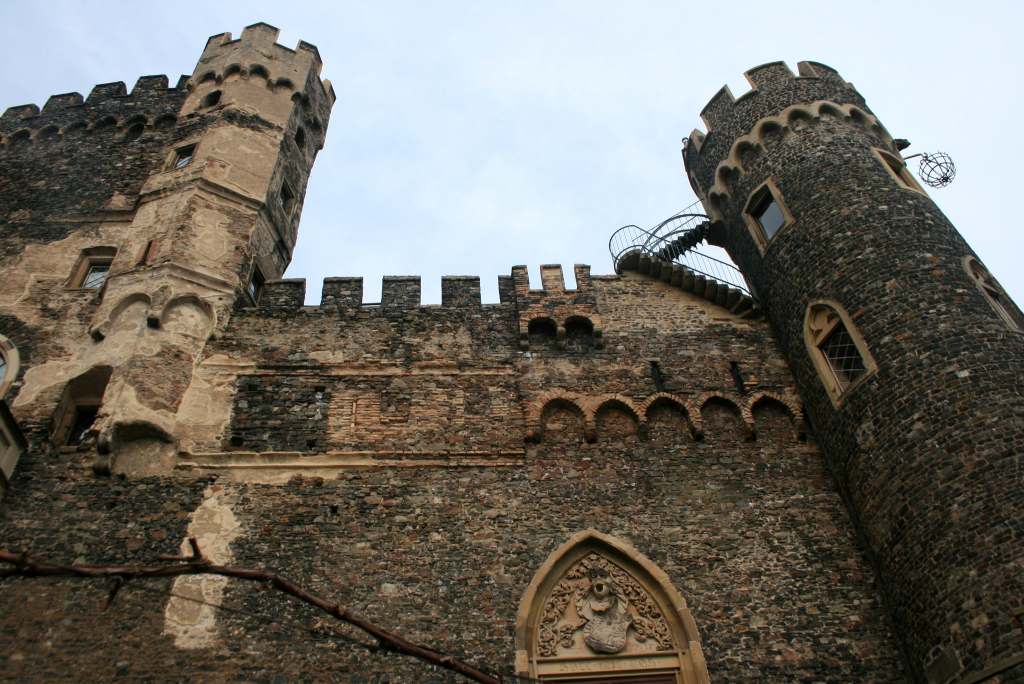 Worms eye view of Rheinstein Castle's tower. 