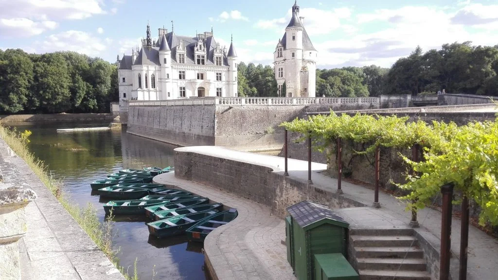 A view of the chateau from the dock of River Cher.