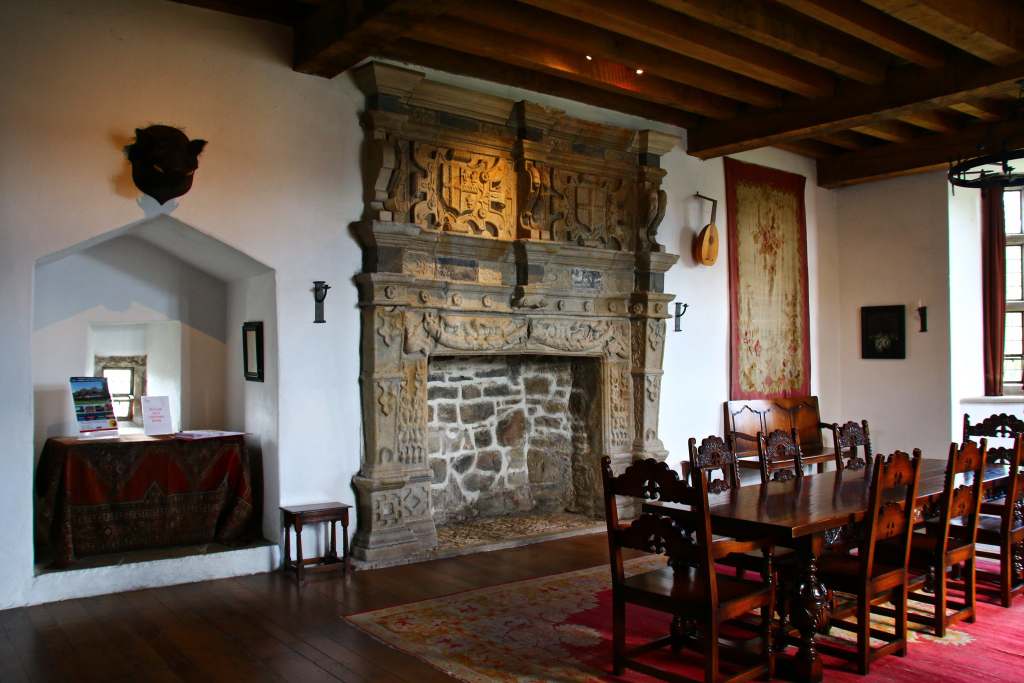 Another  view of Donegal's Castle dining hall with chimney.