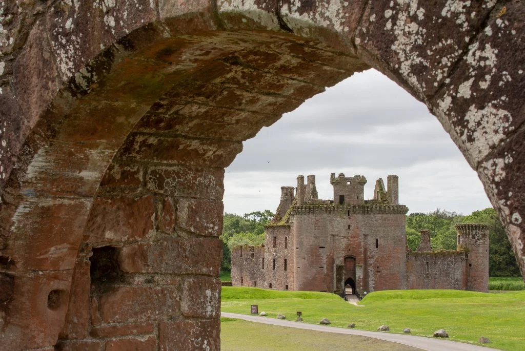 Caerlaverock's Castle view from across the ruins