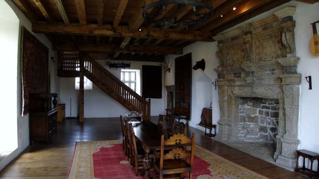 An interior view of the dining room of Donegal Castle.