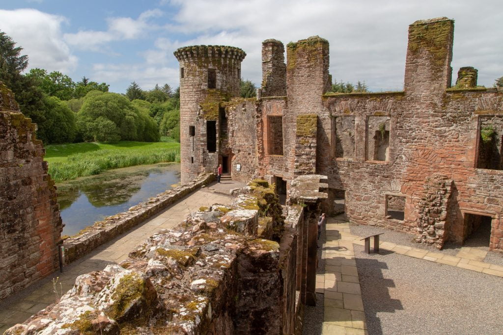 The interior view of Caerlaverock Castle.