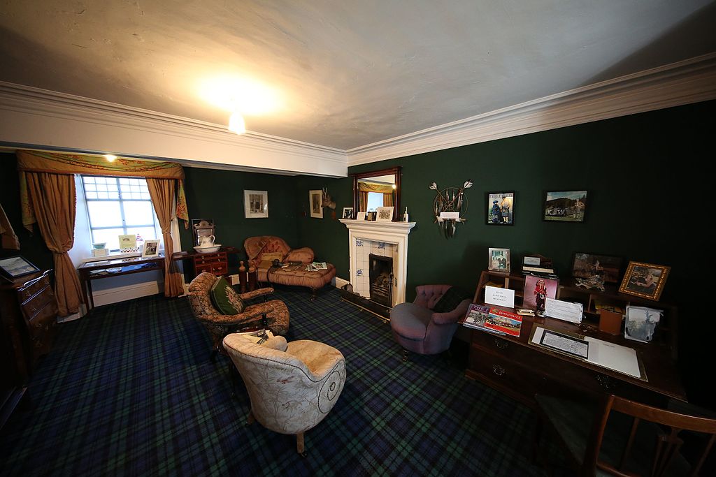 The cozy laird's study interior at Braemar Castle.