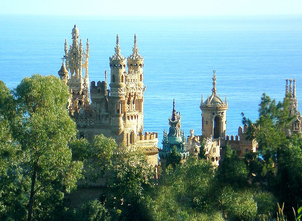 A seaside aerial view of Castillo de Colomares. 