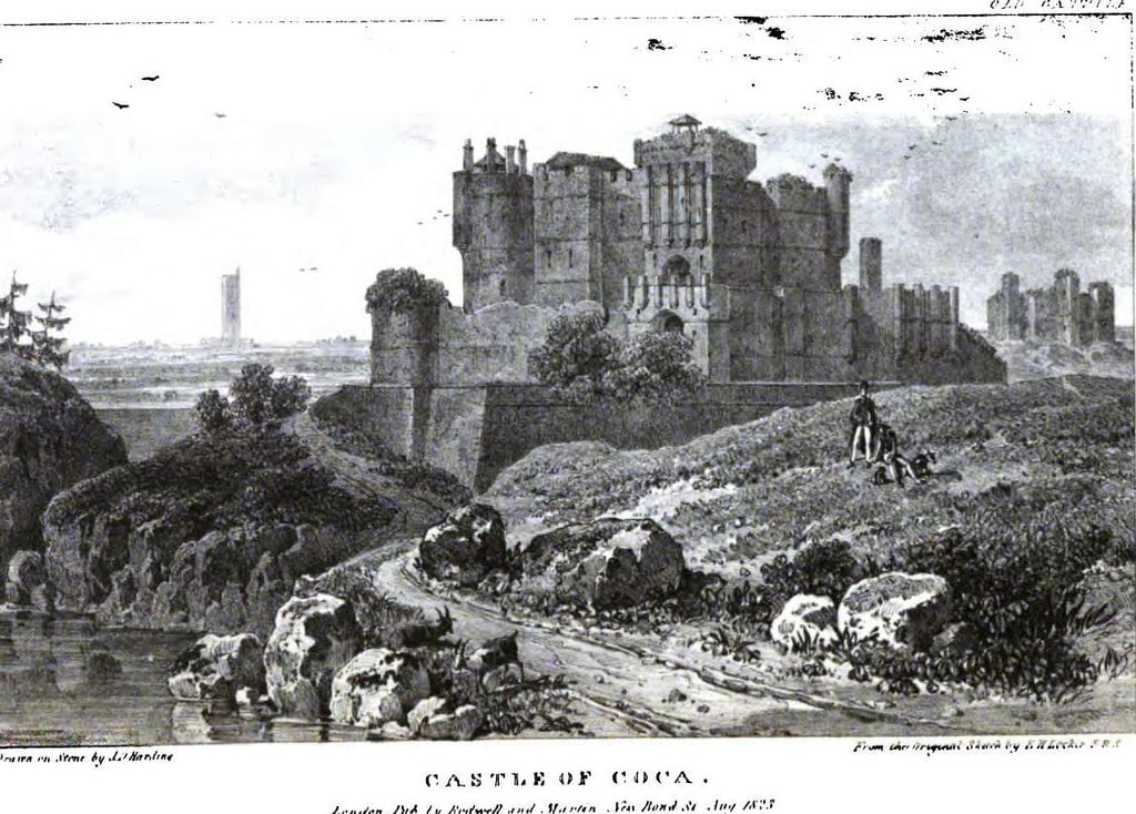 An 1823 rendering of Coca Castle view from afar.