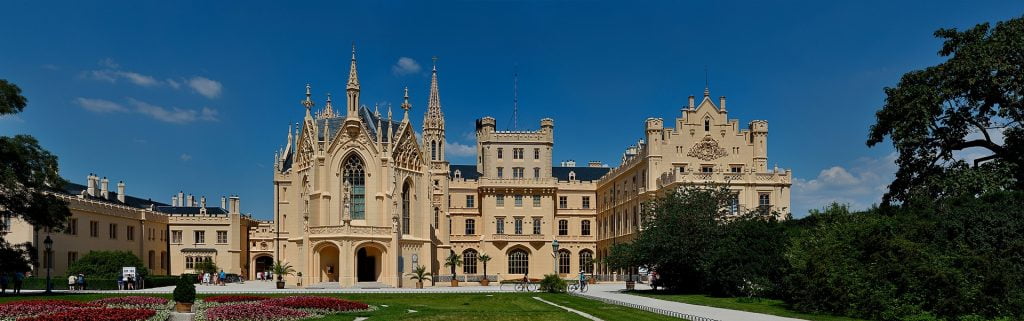 The stunning elevation of Lednice Castle.