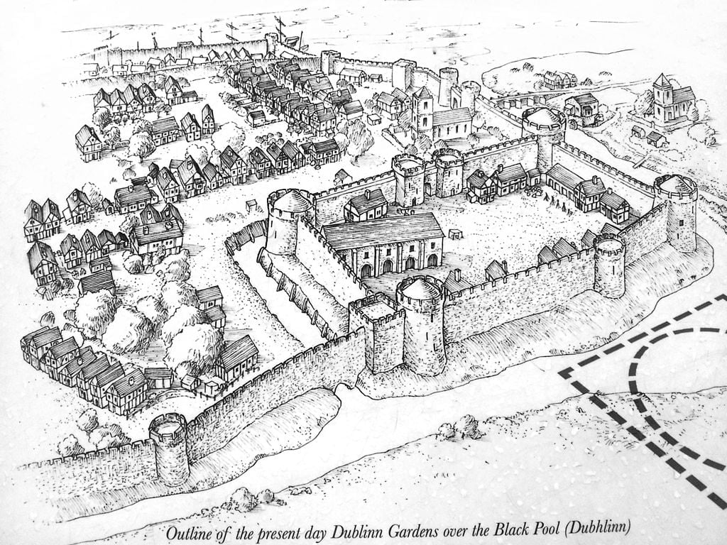 A sketch of what the original castle would have looked like.