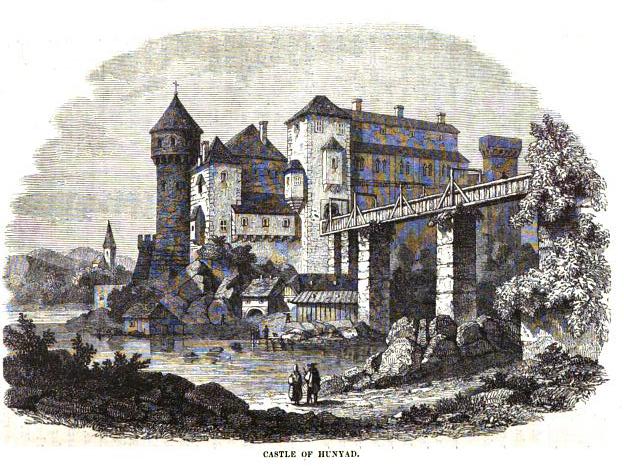 An 1853 rendering of Corvin Castle by Edwin Lawrence Godkin.