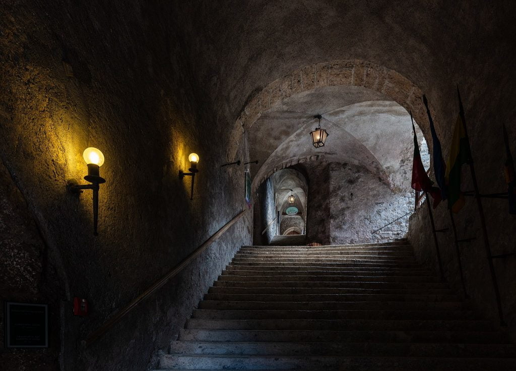 The corridor inside of Hohenwerfen Castle. 