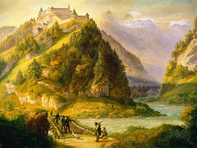 A painting of Hohenwerfen Castle by Johann Michael Sattler.
