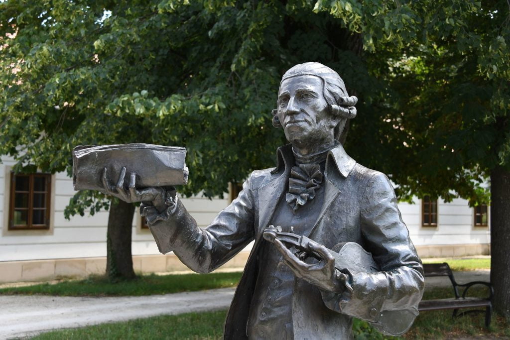 Statue of Joseph Haydn the composer at the Esterhaza Palace.