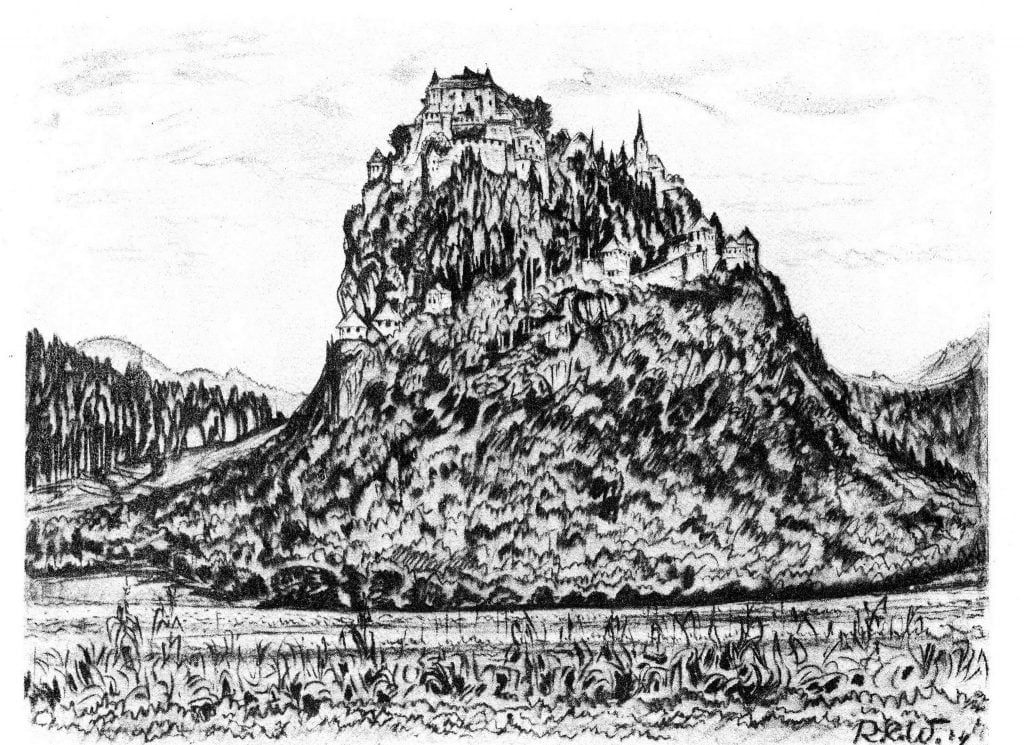 A 1924 rendering of Hochosterwitz Castle. 
