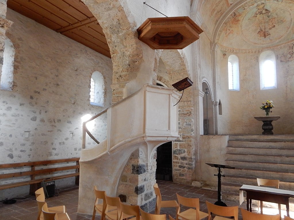 The interior of the church of Spiez Castle.