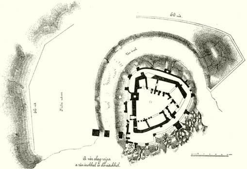 A fifteenth-century plan of Corvin Castle issued by the Hungarian Historical Society.
