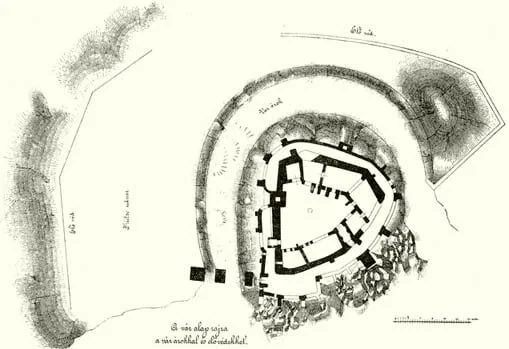A fifteenth-century plan of Corvin Castle issued by the Hungarian Historical Society.