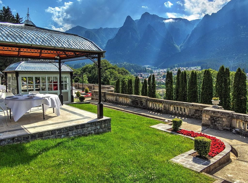 View from the courtyard of Cantacuzino Castle, towards Busteni.