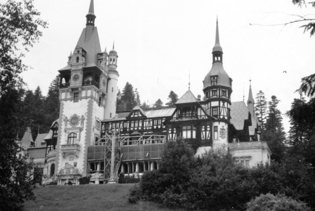 Old photo of Peles Castle in 1959 .