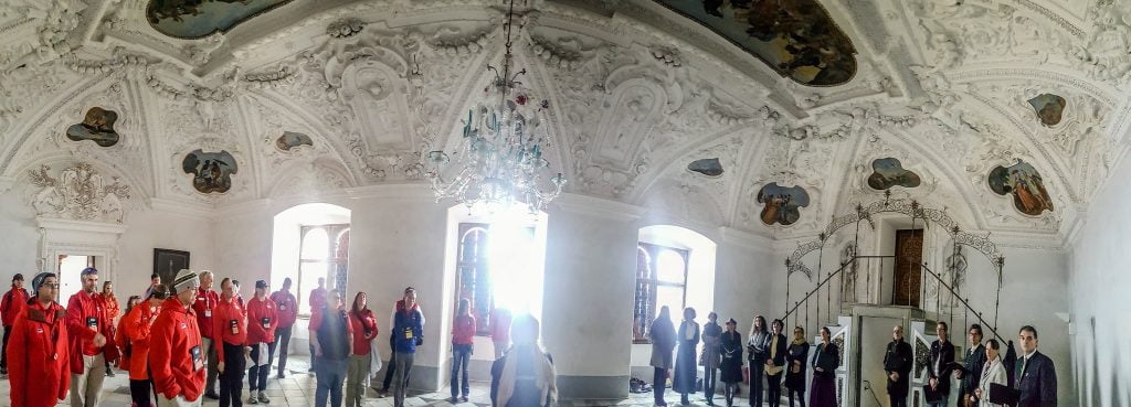 A group of tourists who visited Riegersburg Castle.