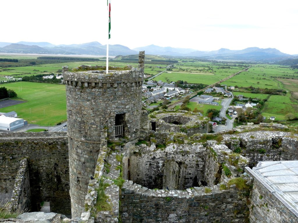 A view of the structure of Harlech Castle's turret.