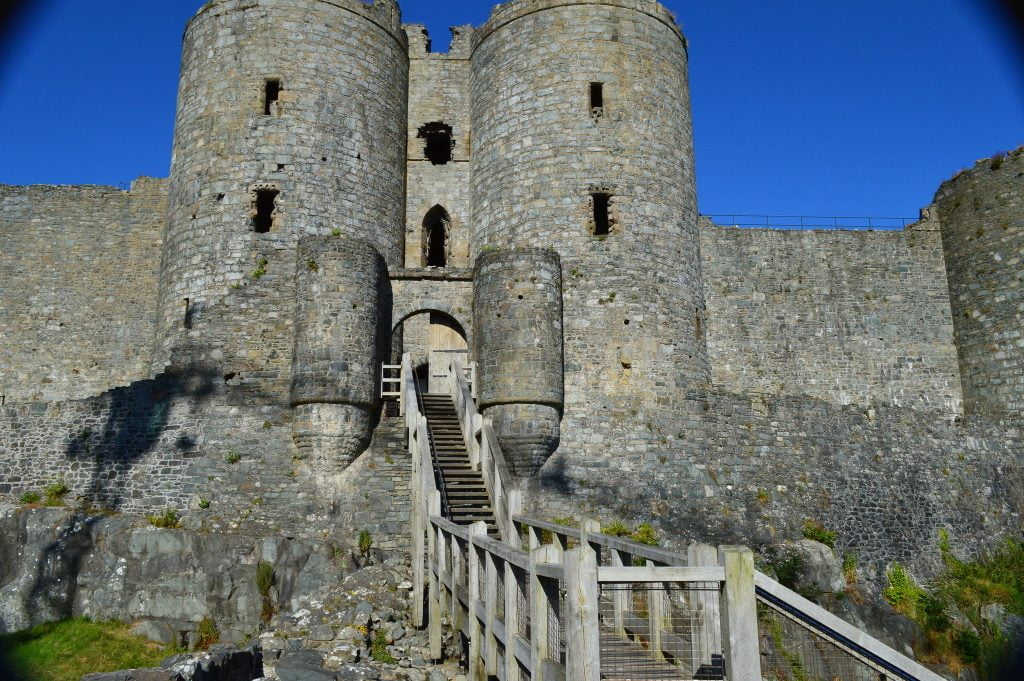 The entrance of Harlech Castle. 