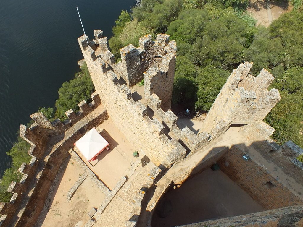 An aerial view of the structure of Castle of Almourol. 