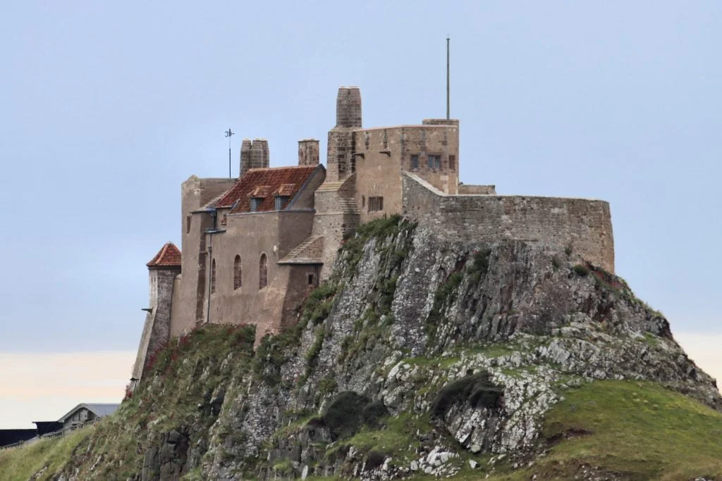 A closer view of Lindisfarne Castle.
