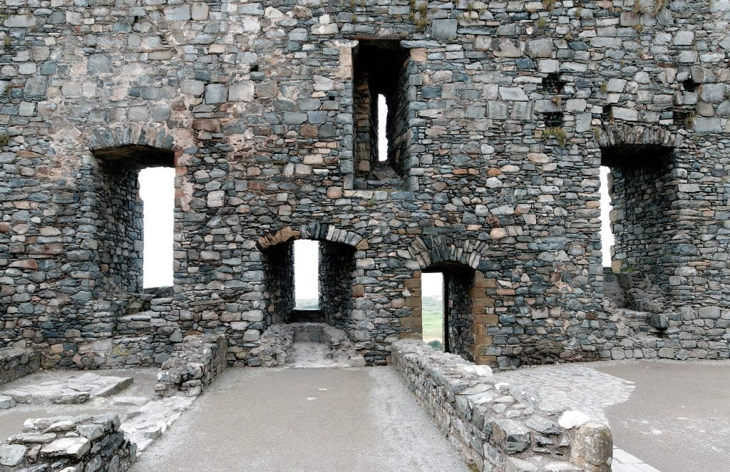 The embrasure of the walls of Harlech Castle.
