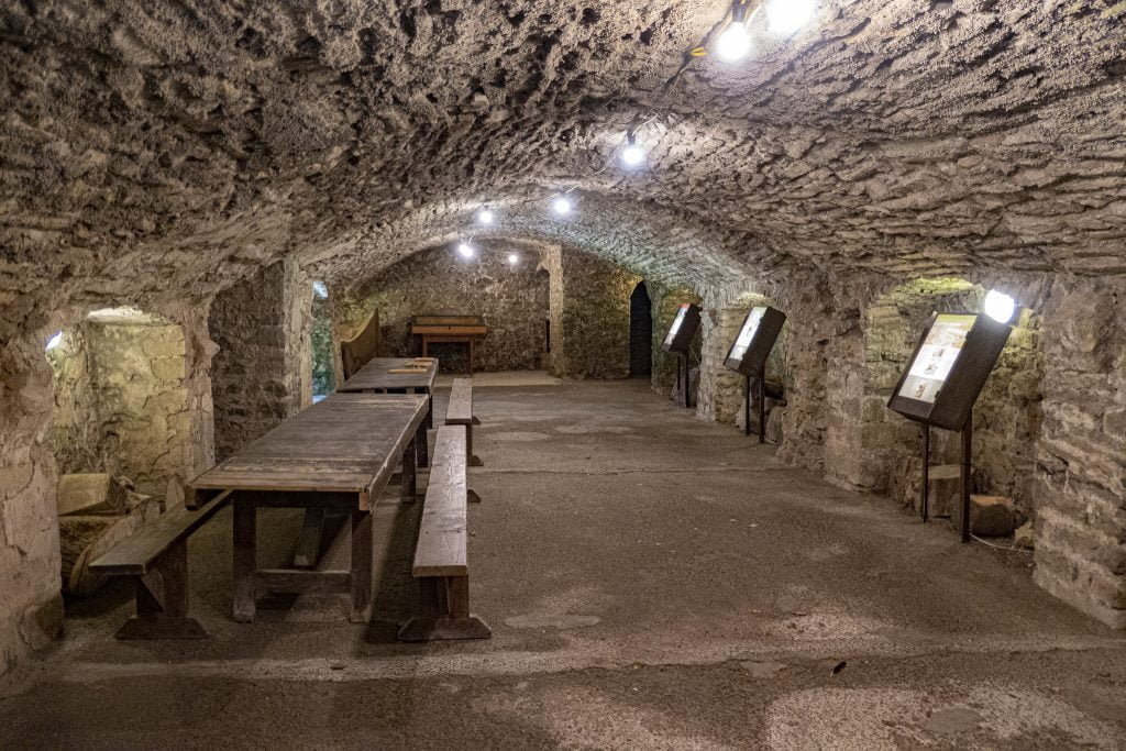 A room at the base of Carew Castle's old tower.