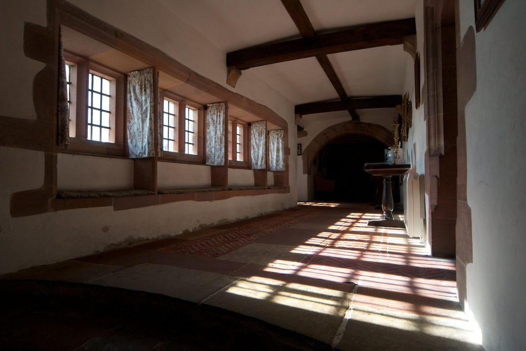 The hallway at Lindisfarne castle.