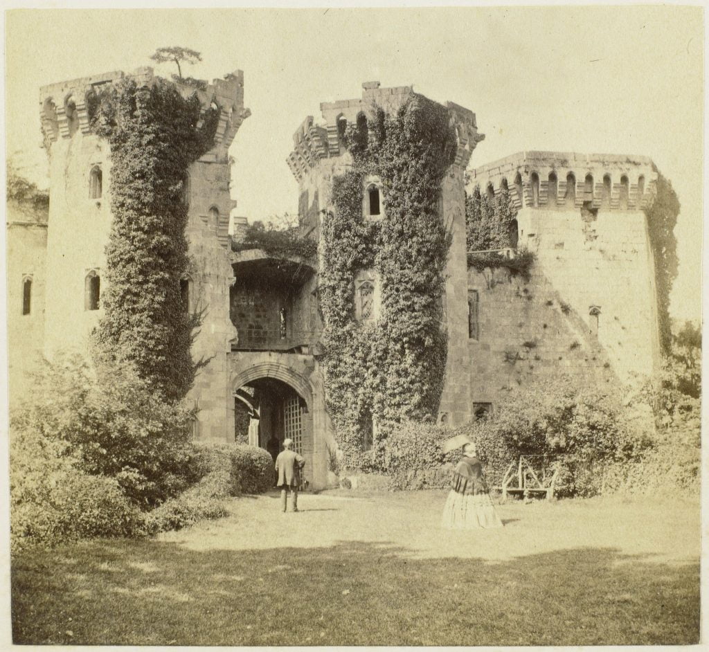 An 1855 image of Raglan Castle.