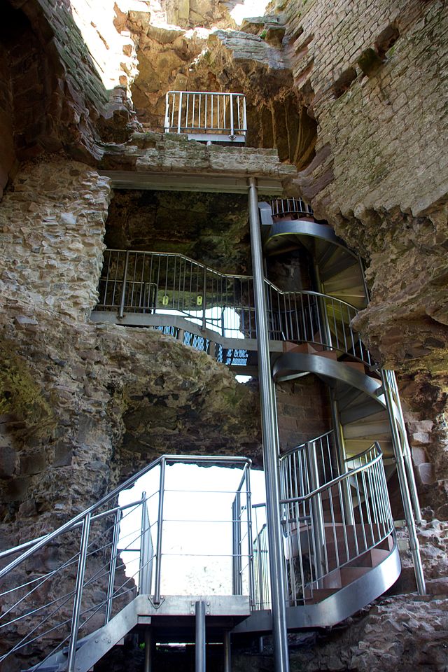 The stairs at Rhuddlan Castle. 