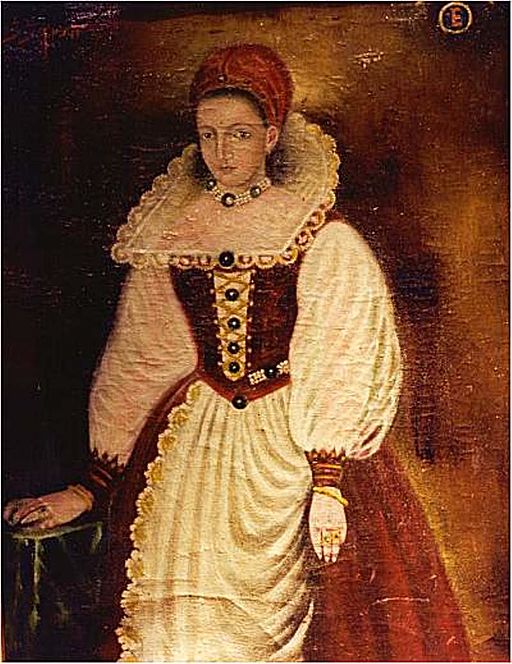 An image of the original portrait of Countess Elizabeth Bathory from 1585.