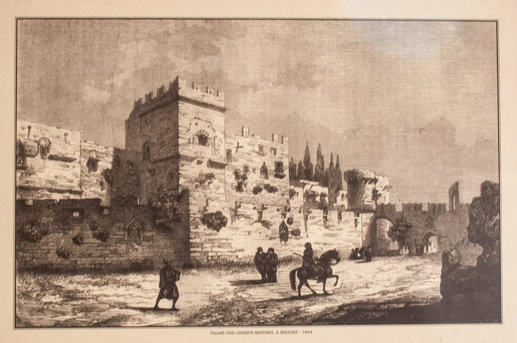 Castle of Rhodes in 1844 under Ottoman rule. 