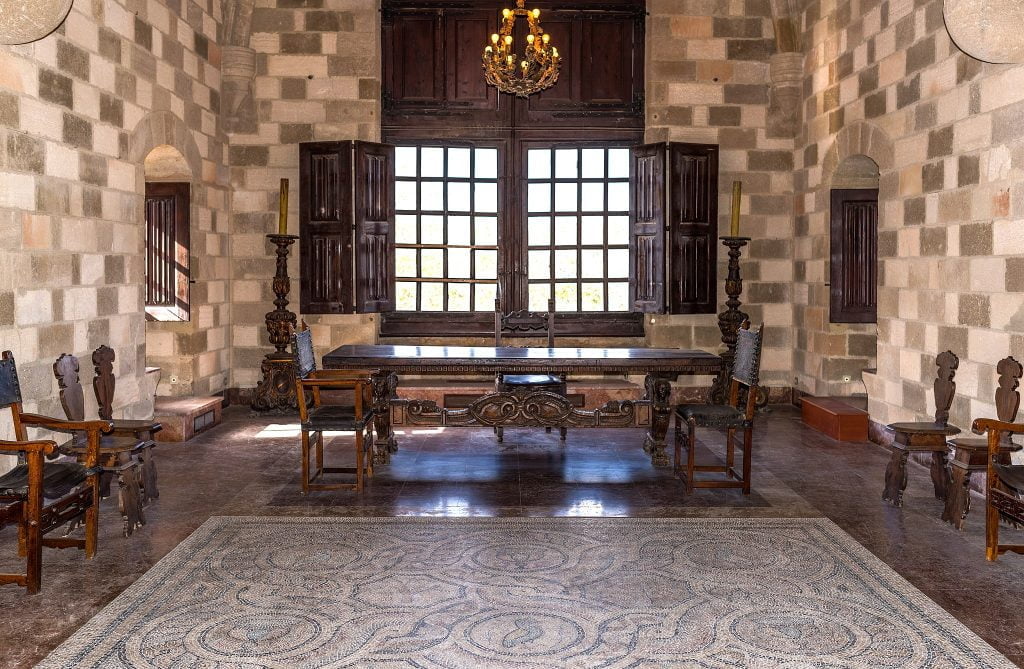 The dining hall inside Rhodes Palace.