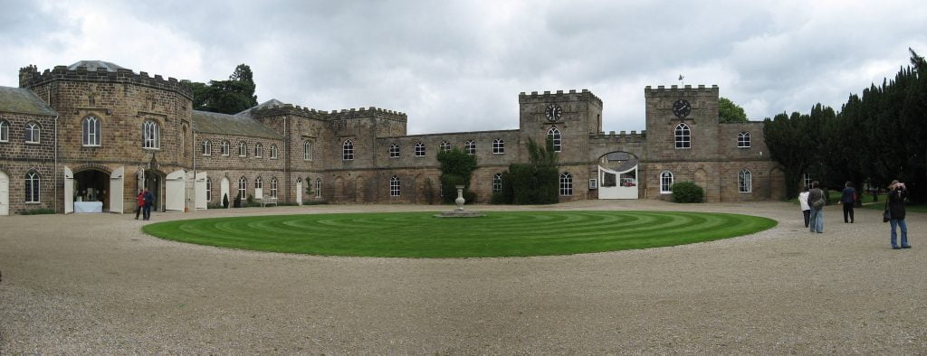 A panoramic view of Ripley Castle. 