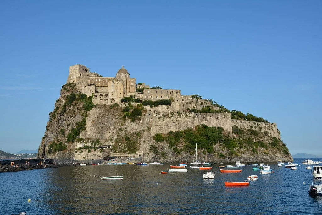Castello Aragonese's scenic view in the middle of the sea.
