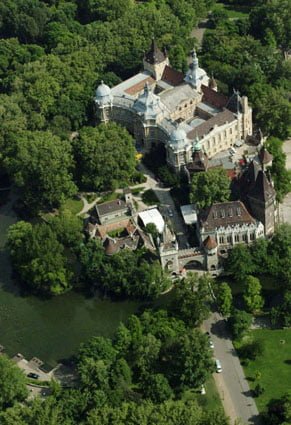 A birds-eye view of Vajdahunyad Castle.