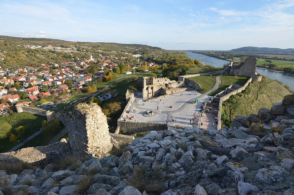 The aerial view of Devin Castle.