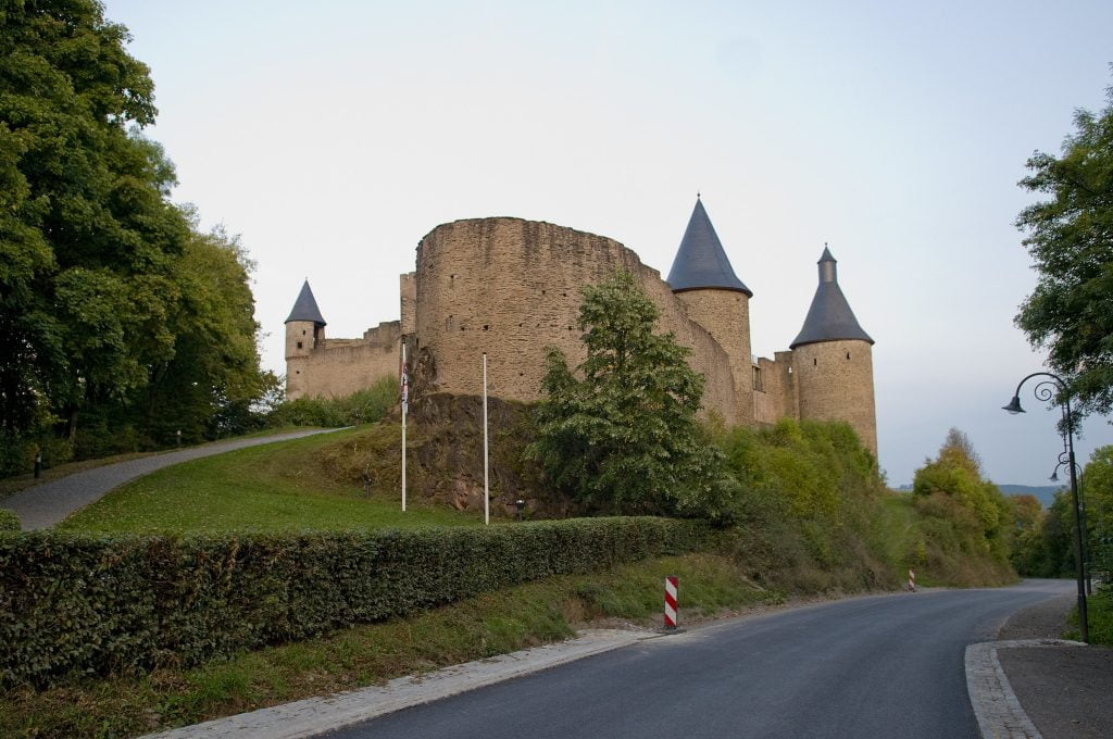 The front entrance to Bourscheid Castle.