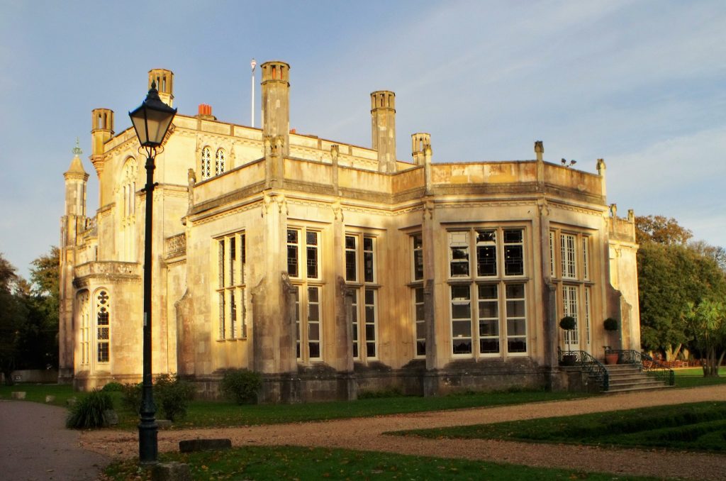 The side view of Highcliffe castle. 