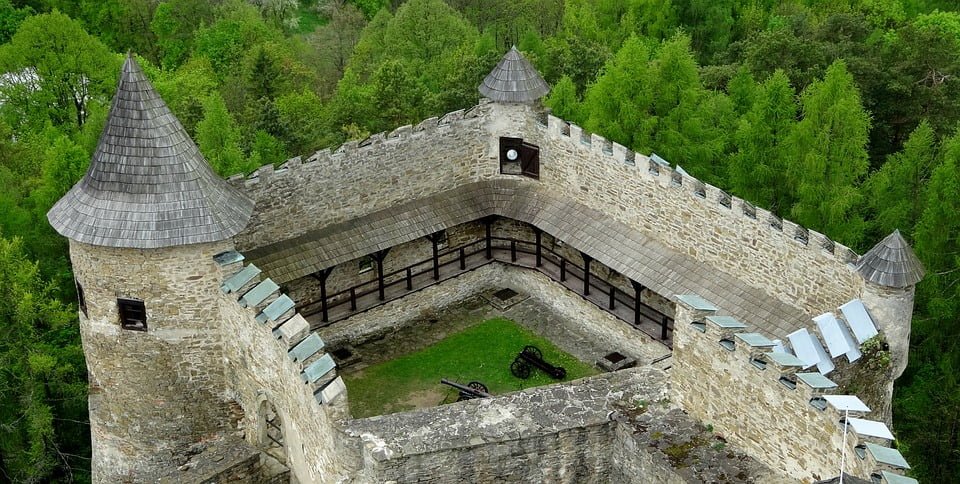 A top view of the tower of Spis castle.