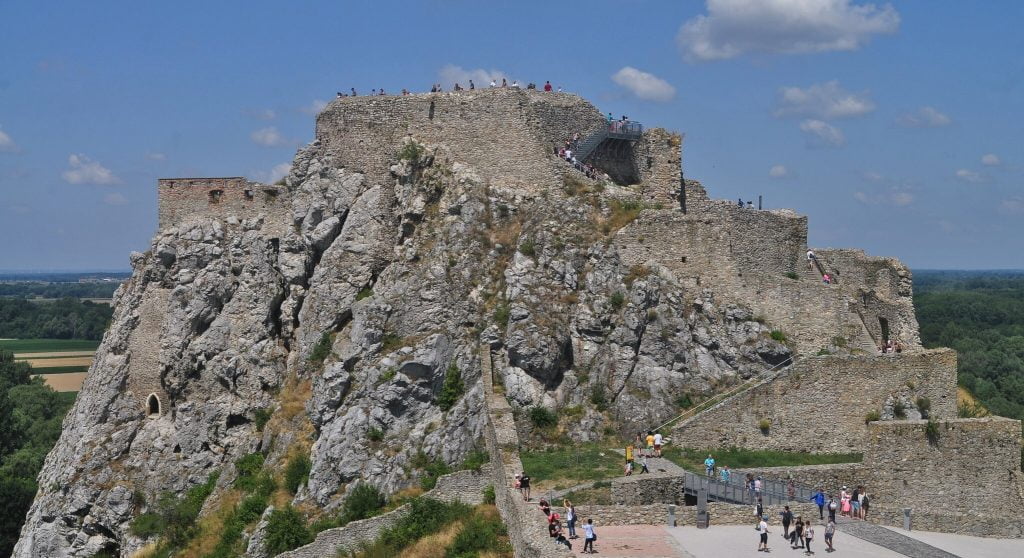 Visiting tourists at Devin Castle.