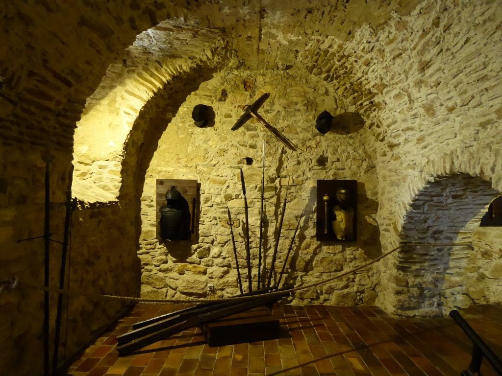 A display of weapons inside Spis Castle.