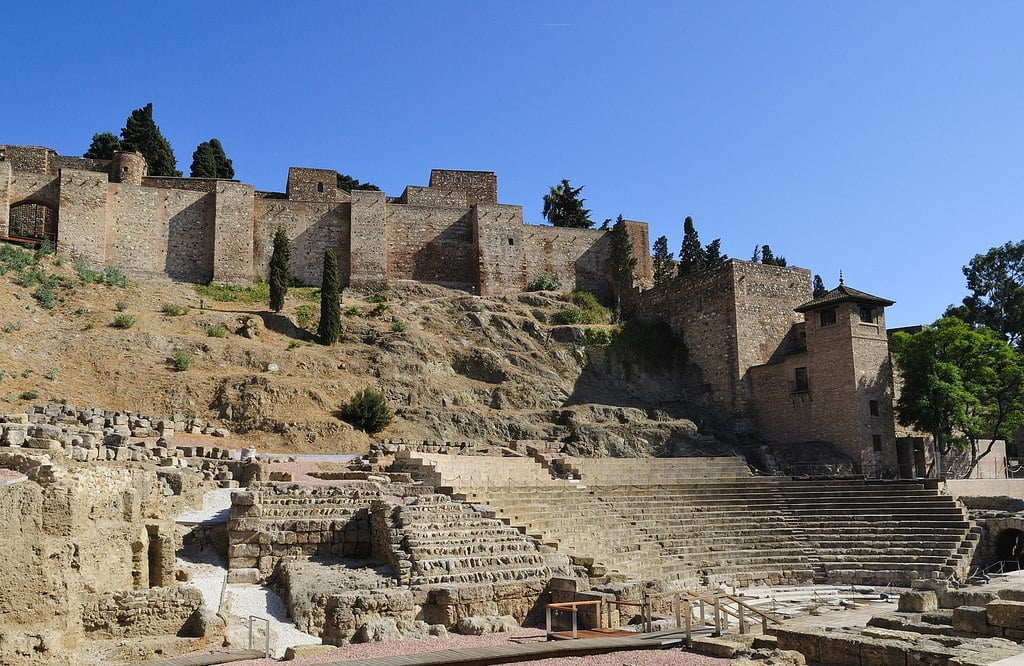 The view of Alcazaba de Malaga's architectural structure.